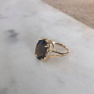 Smokey Topaz 14k Oval Ring